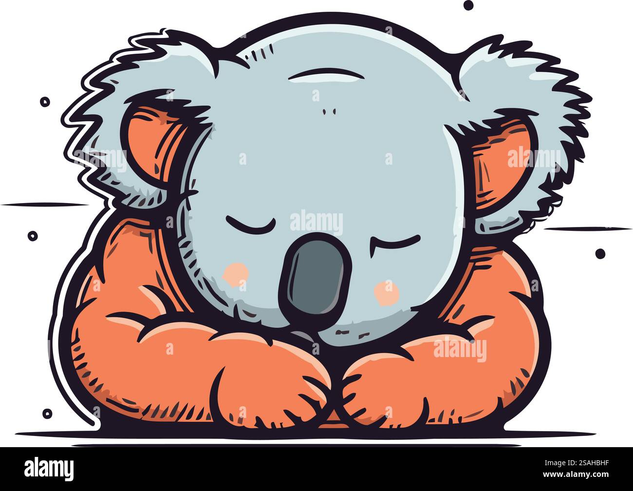 Niedlicher Koala, der schläft. Skizzieren Sie für Ihre Konstruktion. Vektorabbildung Stock Vektor