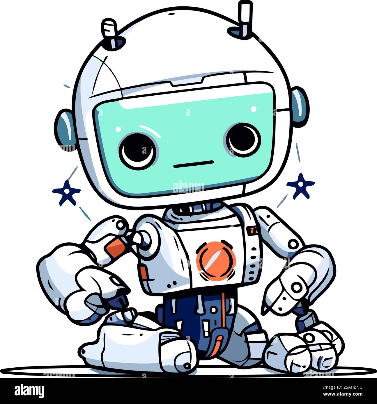 Niedlicher Roboter. Vektor-Illustration eines niedlichen Roboters. Zeichentrickstil. Stock Vektor