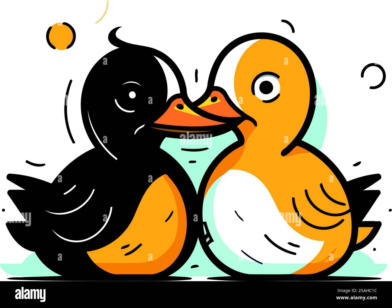 Ein paar süße Enten, die verliebt sind. Vektorillustration im Cartoon-Stil. Stock Vektor
