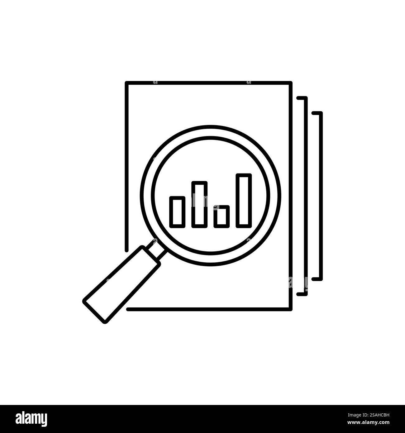Symbol für Audit-Dokument in Zeilenformat. Vektordarstellung des Ergebnisberichts auf weißem isoliertem Hintergrund. Geschäftskonzept Verifikationskontrolle. Stock Vektor