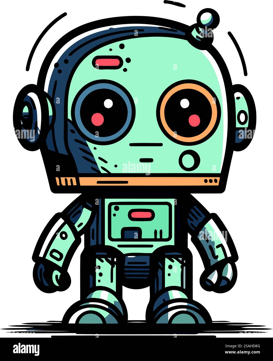 Niedlicher Karikaturroboter. Vektorillustration auf weißem Hintergrund isoliert. Stock Vektor