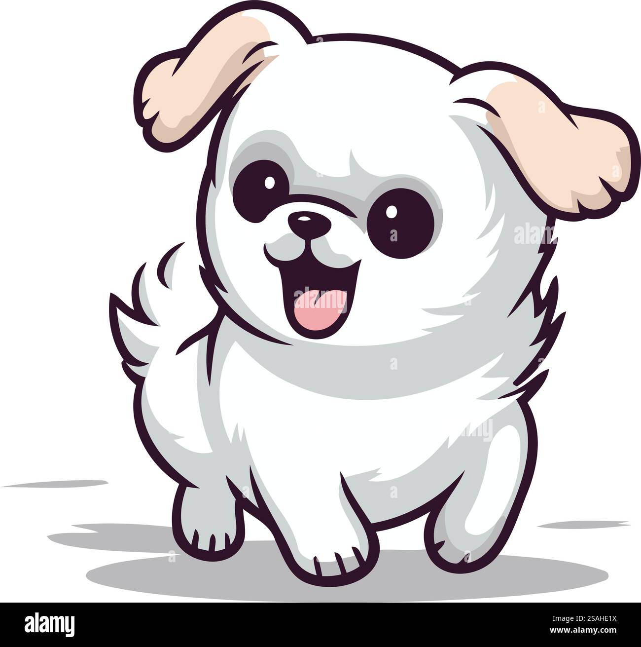 Süßer weißer Hund. Vektorillustration auf weißem Hintergrund isoliert. Stock Vektor