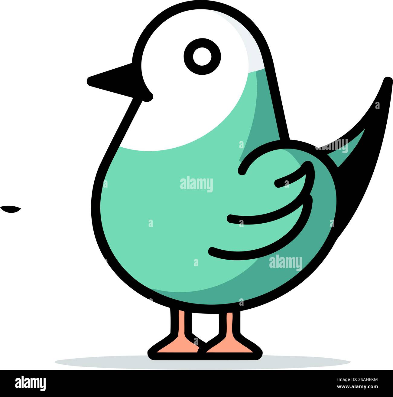 Netter Vogel-Zeichentrickfilm-Vektor-Illustration grafisches Design in blauen und grauen Farben Stock Vektor