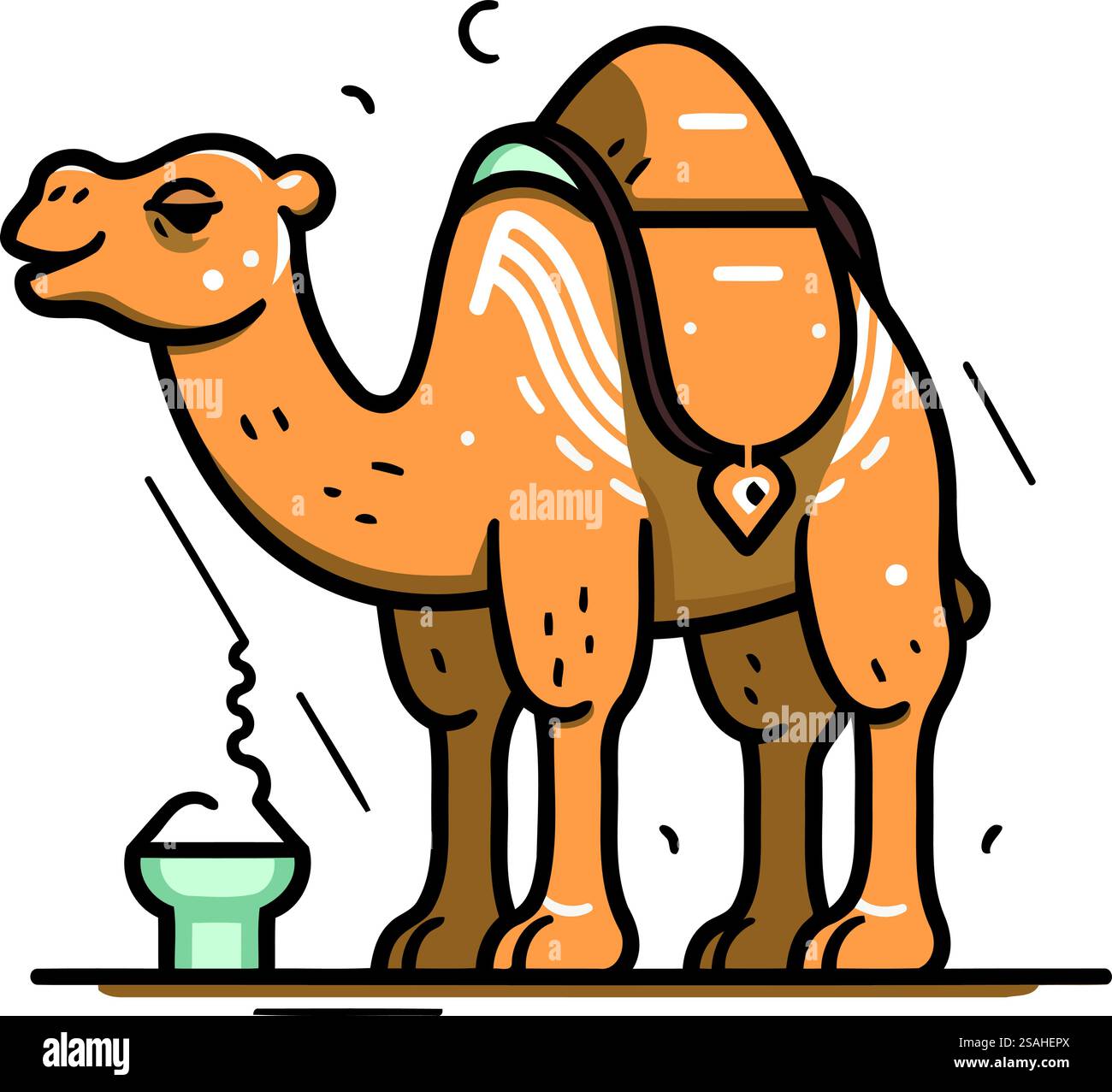 Kamelvektor-Illustration in flacher Form. Niedlicher Kamelcharakter. Stock Vektor