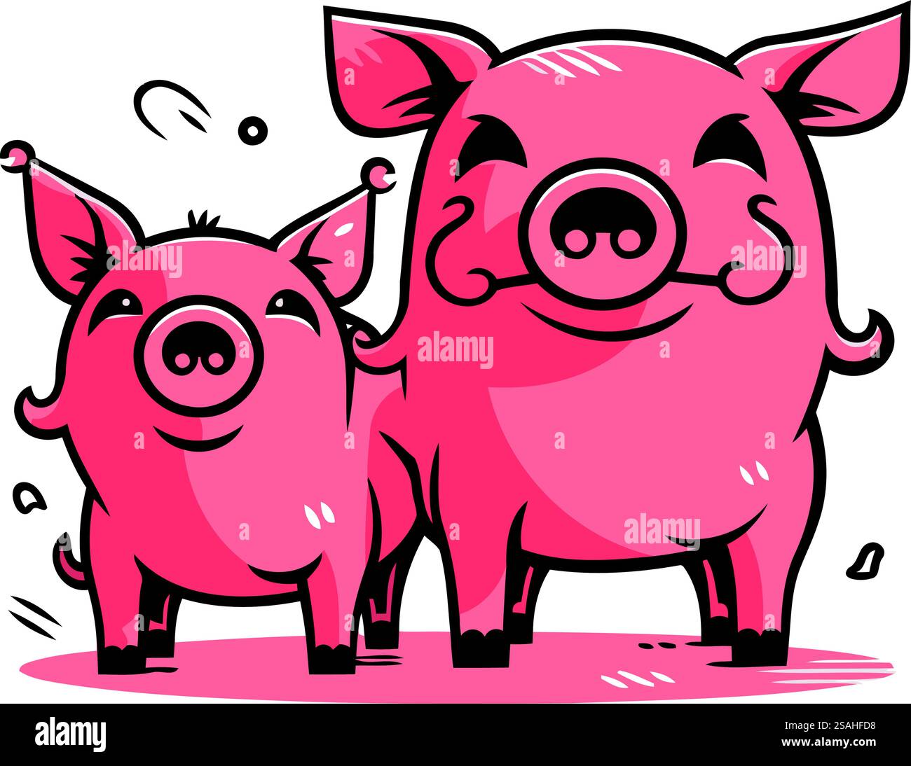 Süßes Schweinepaar. Vektor-Illustration im Comic-Stil. Stock Vektor