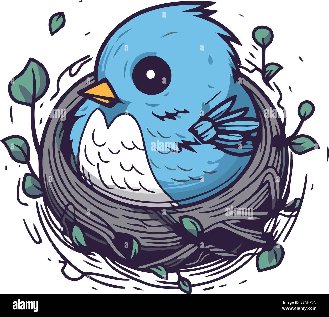 Süßer Vogel im Nest. Vektorillustration für Ihr Design. Stock Vektor