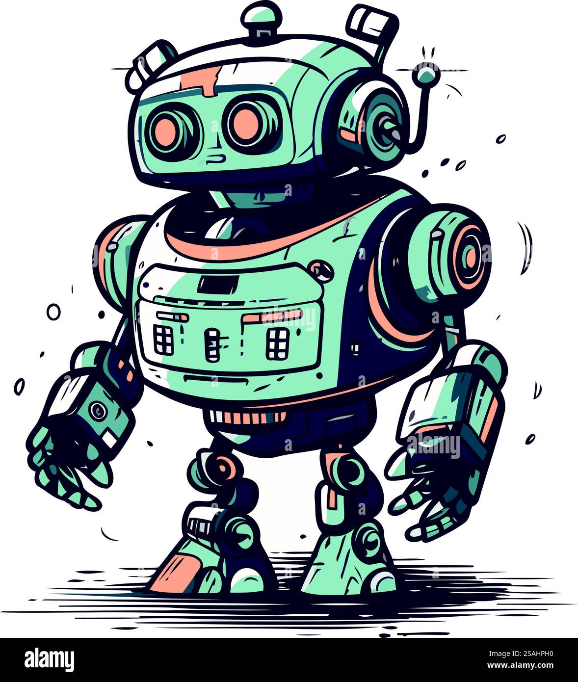 Cartoon-Roboter. Vektorabbildung. Isoliert auf weißem Hintergrund. Stock Vektor