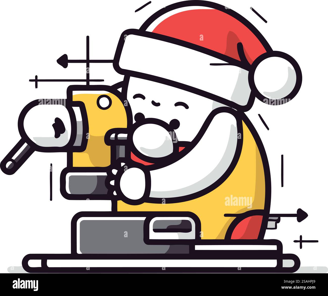 Santa Claus arbeitet mit einem Mikroskop. Vektorillustration im Cartoon-Stil. Stock Vektor