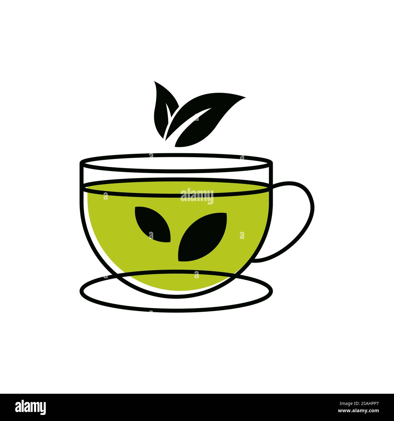 Natürliche grüne Teetasse für Logo-Design Stock Vektor