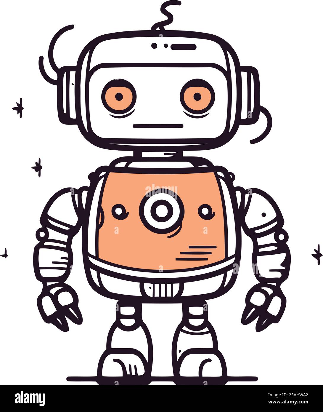 Vektor-Illustration des niedlichen Zeichentrickroboters. Isoliert auf weißem Hintergrund. Stock Vektor