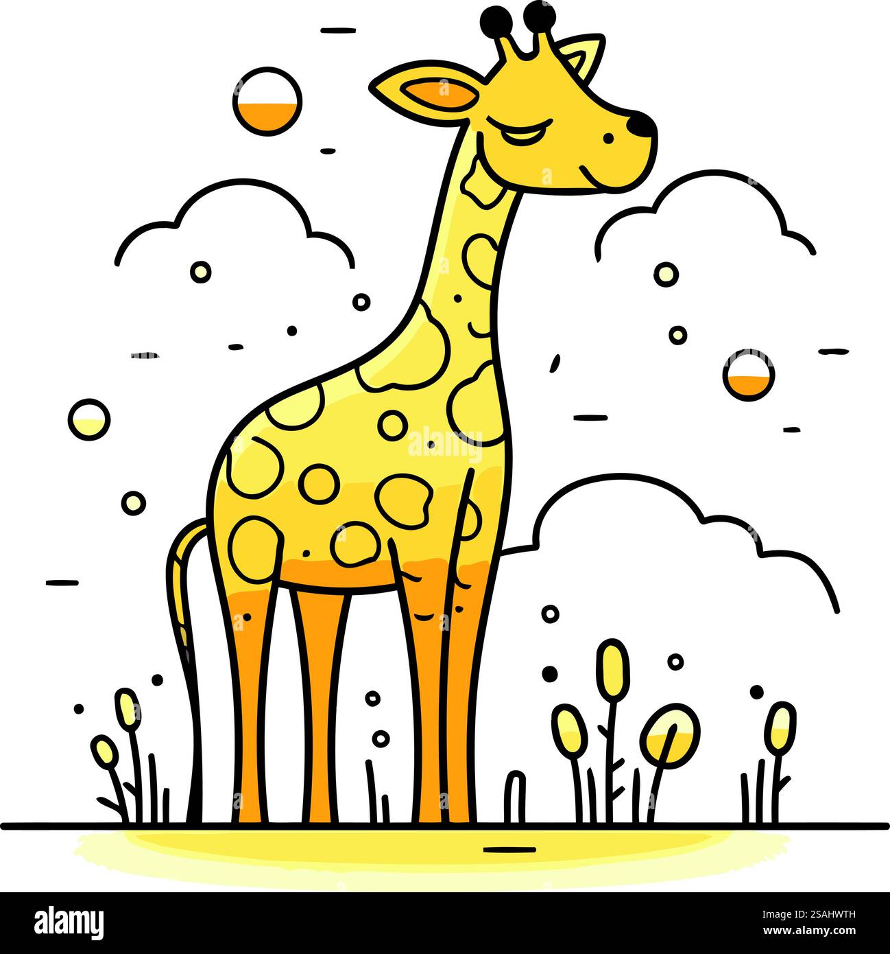 Giraffe im Park. Vektorabbildung in abgewickelter Form. Stock Vektor