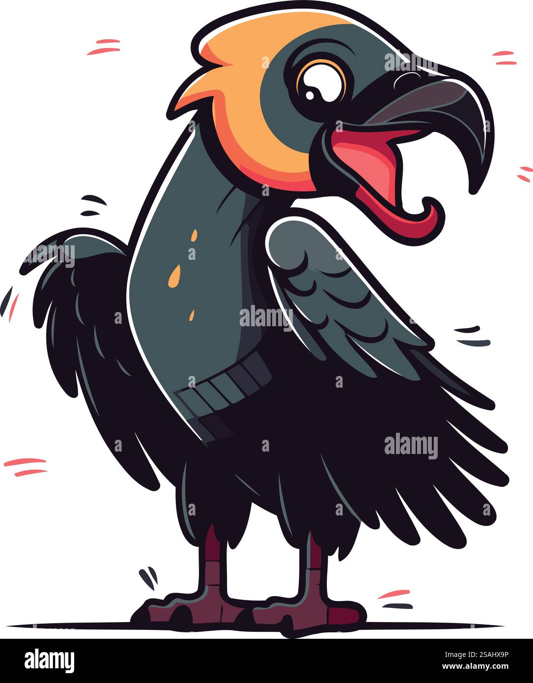 Lustige Krähen-Vektor-Illustration. Zeichentrickstil. Vektorclip Art. Stock Vektor