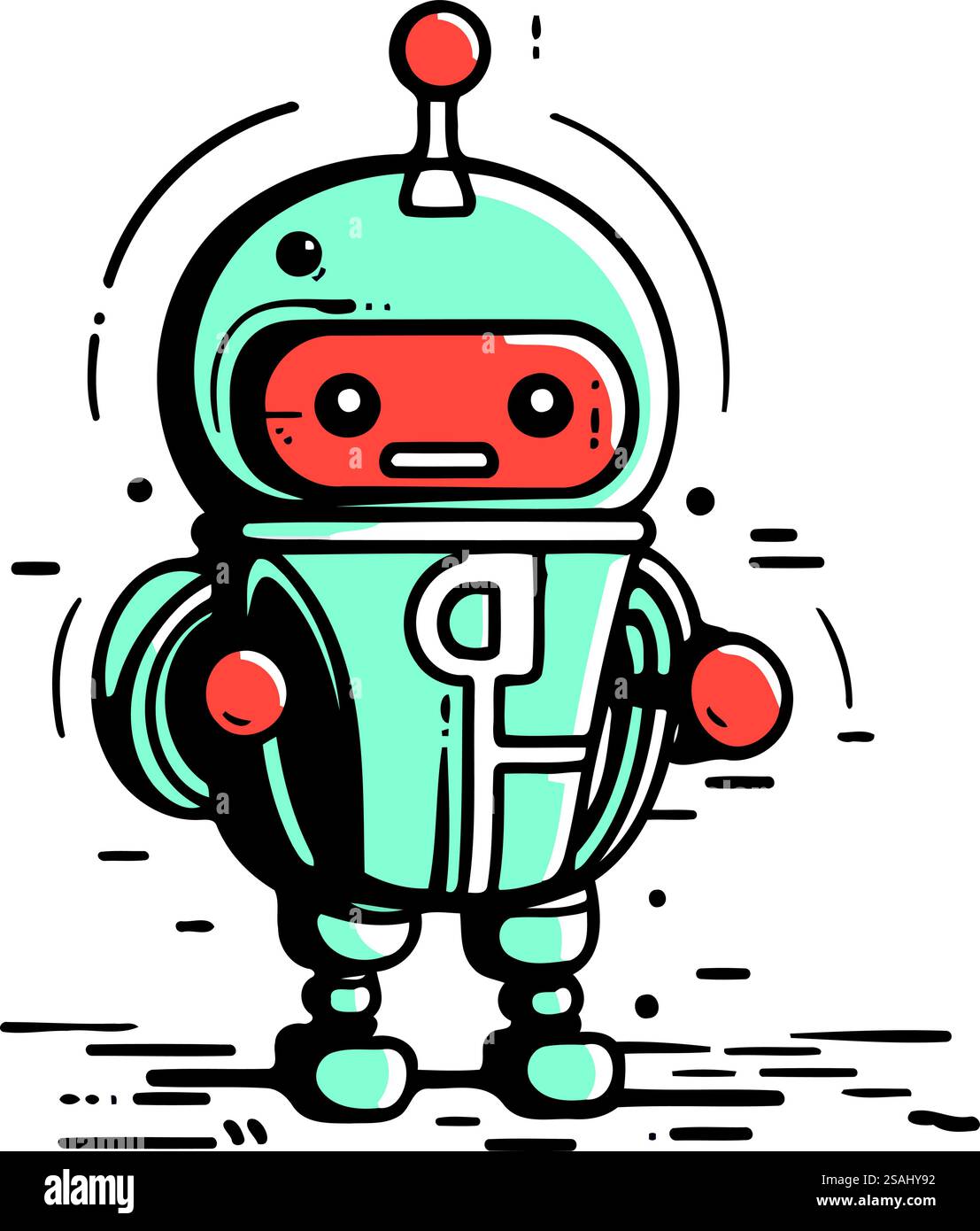 Niedlicher Karikaturroboter. Vektorabbildung. Isoliert auf weißem Hintergrund. Stock Vektor