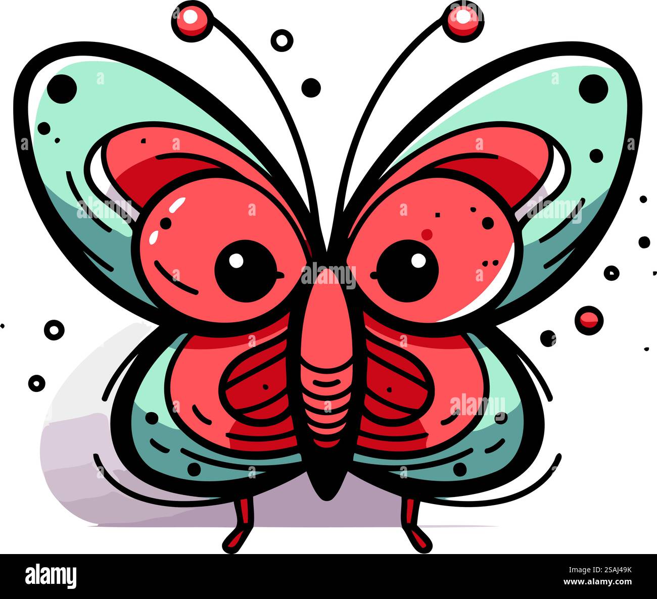 Schmetterling Cartoon Vektor Illustration. Niedlicher farbenfroher Charakter für Kinder. Stock Vektor