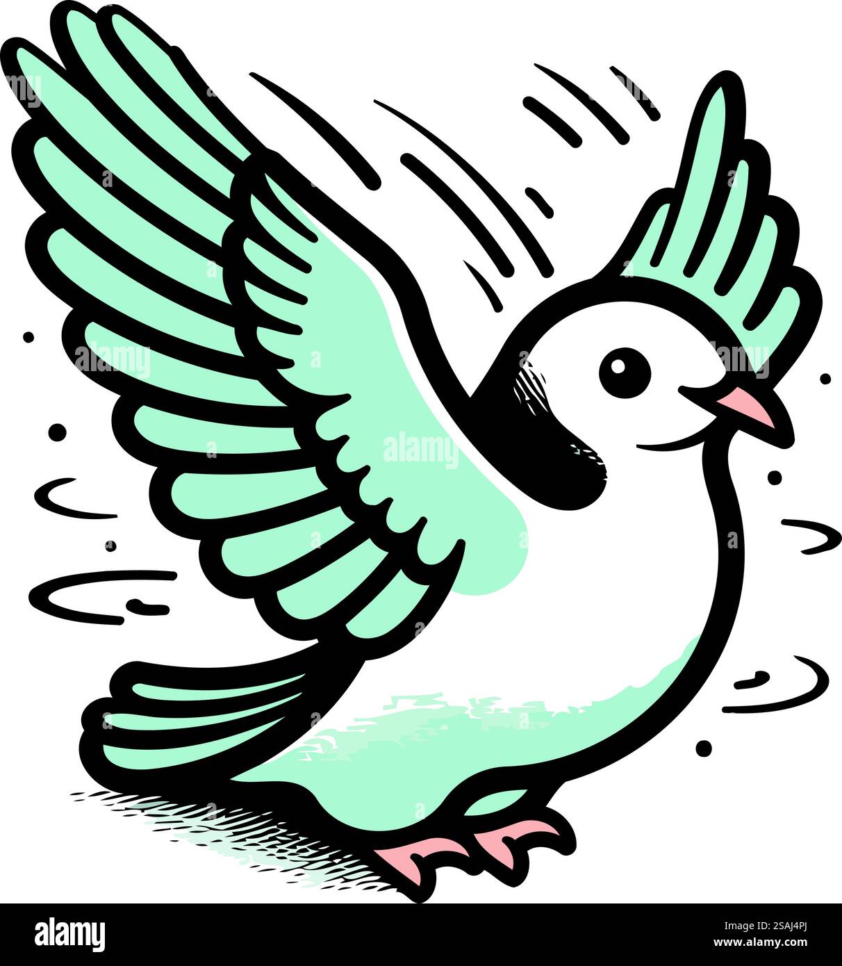 Tauben-Doodle-Vektor-Illustration. Handgezeichneter Vogel. Stock Vektor