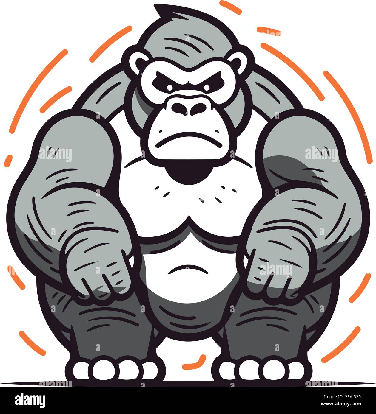 Gorilla-Zeichentrickmaskottchen. Vektor-Illustration für T-Shirt-Design. Stock Vektor