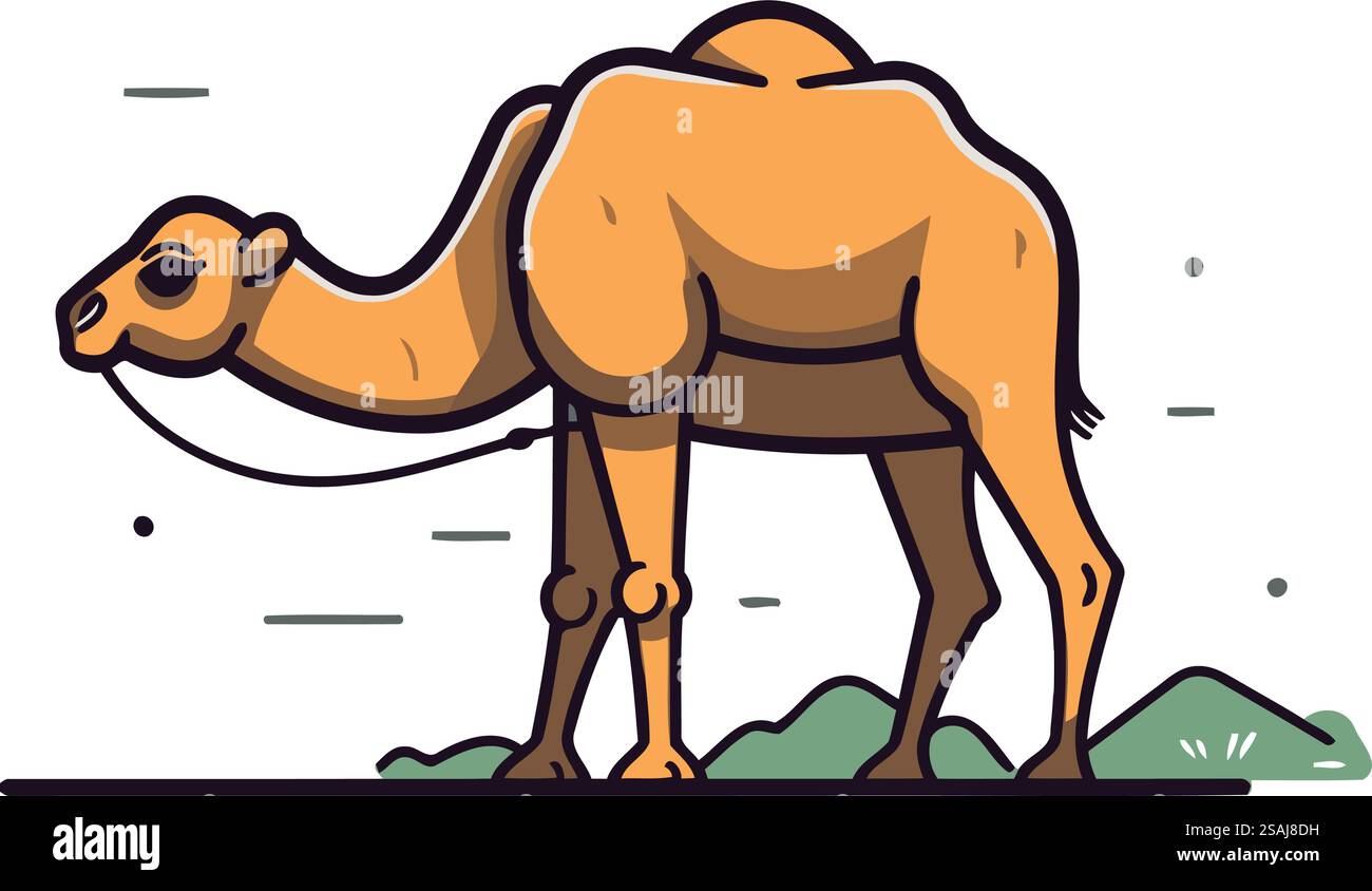 Kamel. Vektorabbildung in flacher Form auf weißem Hintergrund. Stock Vektor