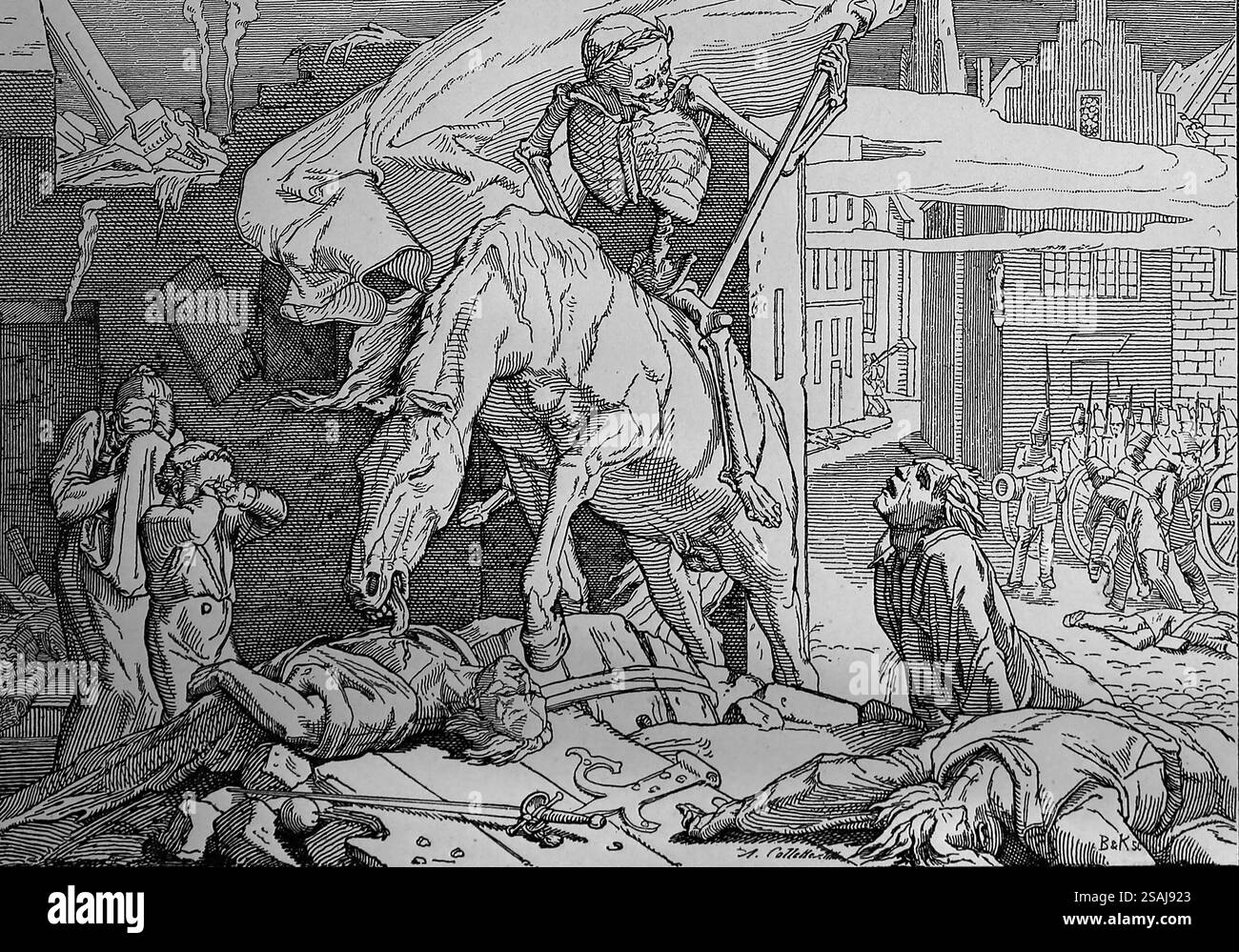 Frankreich. 1830 Revolution. Satirische Gravur von CH. Collette inspiriert von den Tänzen des Todes des 15. Jahrhunderts, um die schrecklichen Tage von J zu veranschaulichen Stockfoto