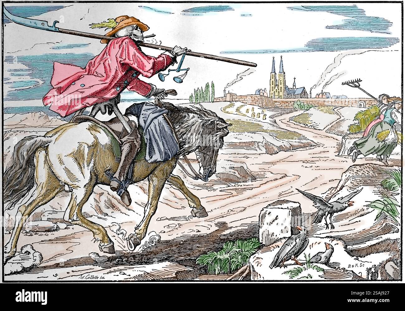 Frankreich. 1830 Revolution. Satirische Gravur von CH. Collette inspiriert von den Tänzen des Todes des 15. Jahrhunderts, um die schrecklichen Tage von J zu veranschaulichen Stockfoto