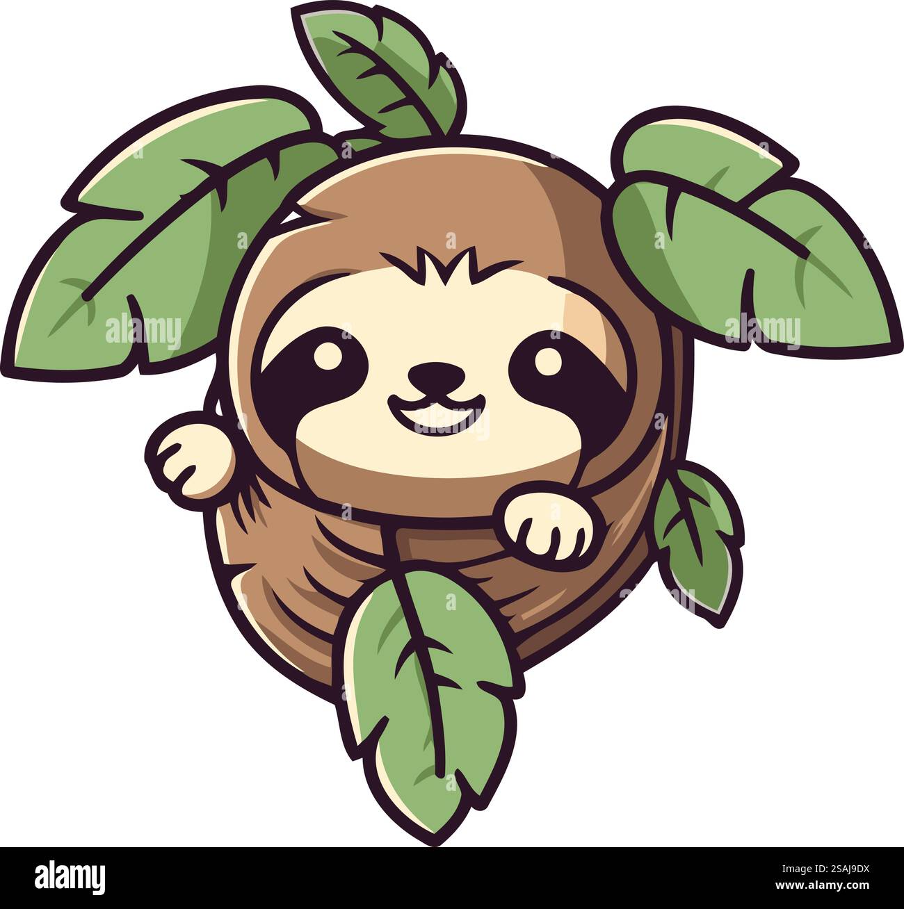 Niedliche Sloth Cartoon Maskottchen Figur Vektor Illustration. Stock Vektor