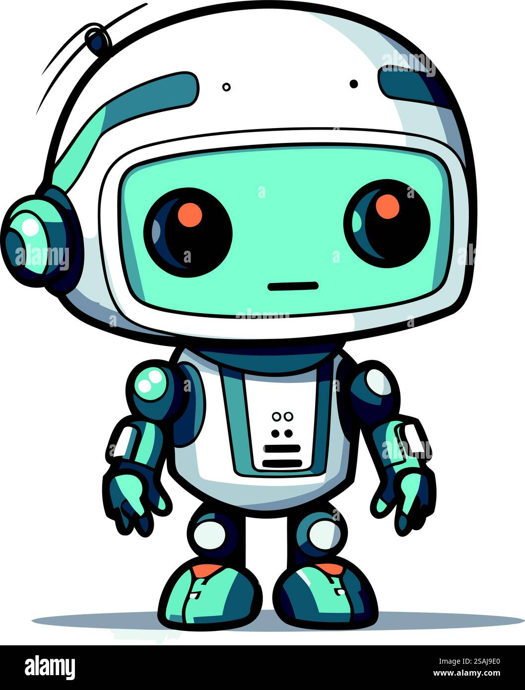 Niedlicher Karikaturroboter isoliert auf weißem Hintergrund. Vektorabbildung. Stock Vektor