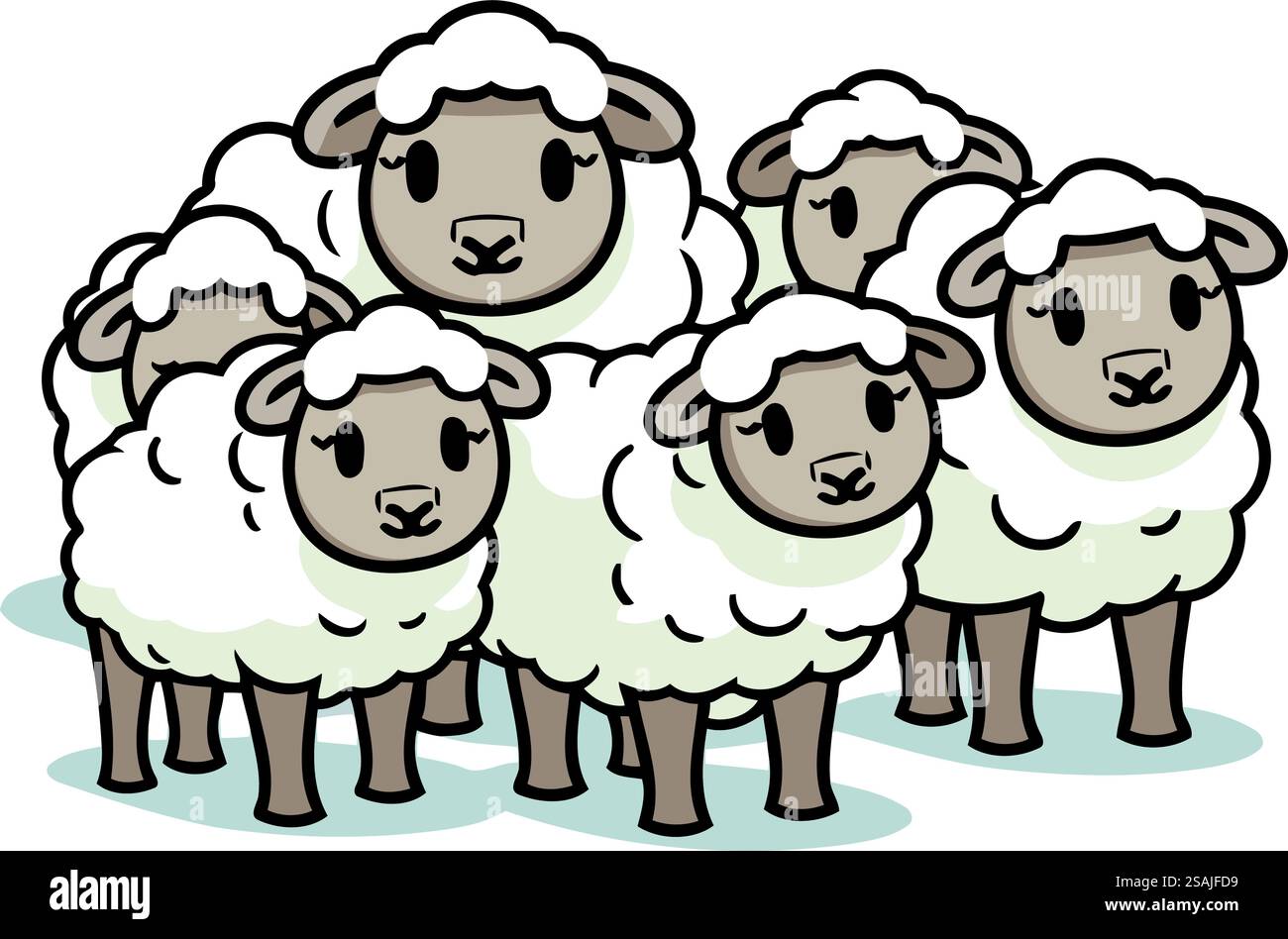 Schafherde. Vektorillustration einer Gruppe von Schafen. Stock Vektor