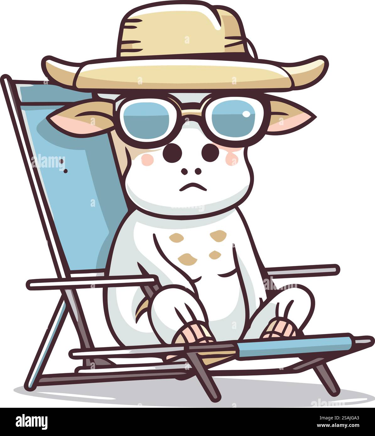 Kuh Sitzstuhl Charakter Cartoon Vektor Illustration. Niedlicher Kuh-Sitzsessel. Stock Vektor