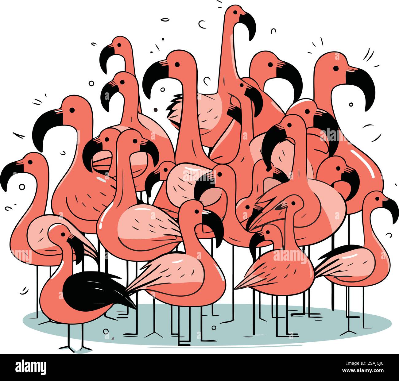 Flamingo. Vektorillustration einer Gruppe von Flamingos. Stock Vektor