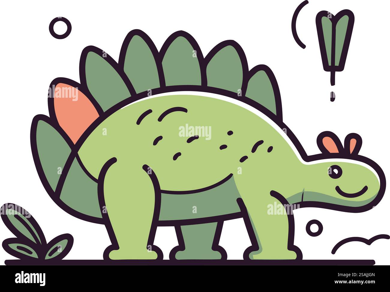 Niedlicher Cartoon-Dinosaurier. Vektordarstellung in einem flachen linearen Stil. Stock Vektor