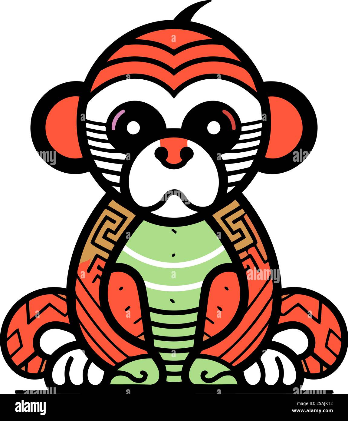 Niedlicher Affe, der auf dem Boden sitzt. Isolierte Vektordarstellung. Stock Vektor