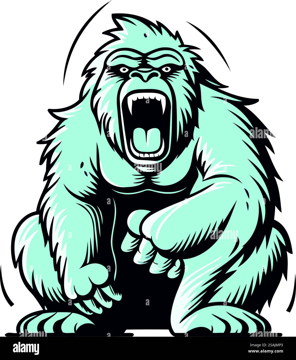 Wütender Gorilla. Vektor-Illustration für T-Shirt-Design oder -Druck. Stock Vektor