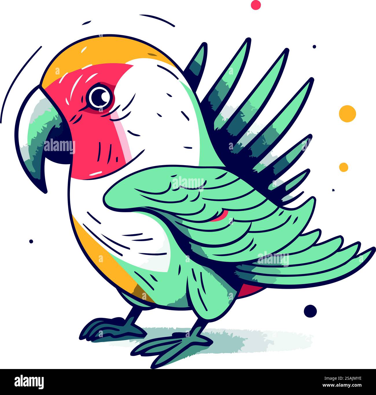 Niedliche Papageienvektorillustration. Handgezeichneter bunter Papagei. Stock Vektor