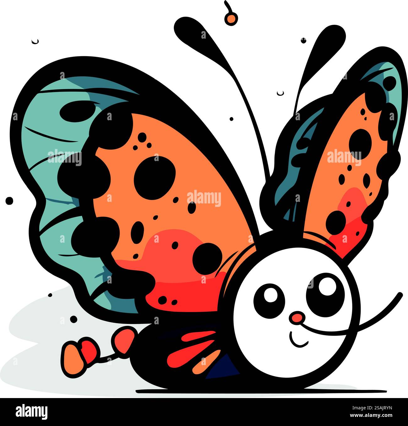 Schmetterling. Niedliche Zeichentrickfigur. Bunte Vektorillustration. Stock Vektor