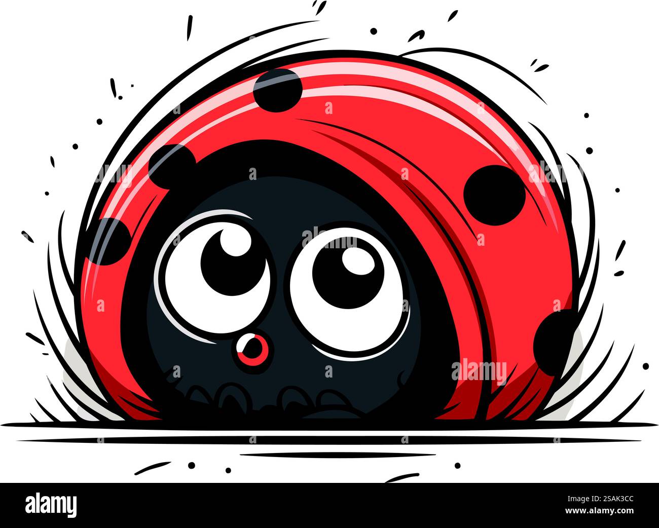 Cartoon Marienkäfer auf weißem Hintergrund. Vektorillustration im Cartoon-Stil. Stock Vektor