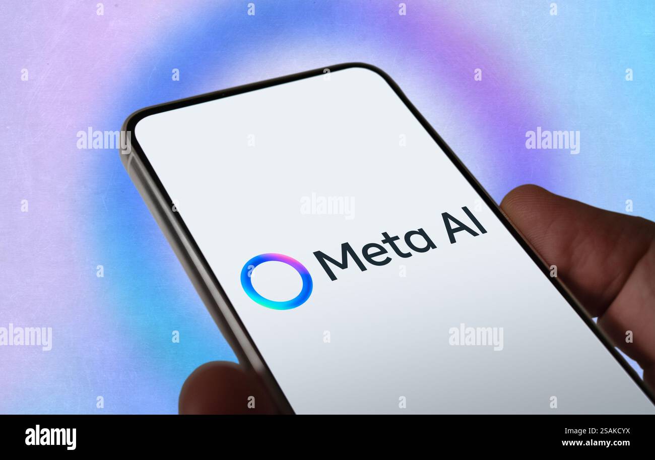 Meta-KI - künstliche Intelligenz und Augmented- und Artificial-Reality-Technologie Stockfoto