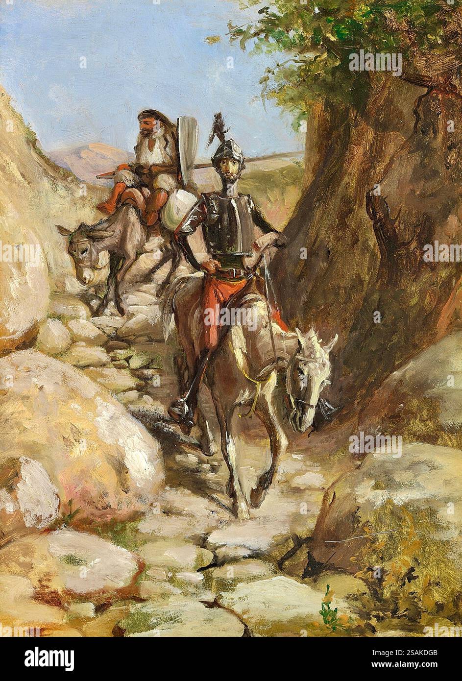 Wilhelm Marstrand - Don Quijote und Sancho Pancha kommen aus den Schwarzen Bergen nach Hause - die Szene stammt von Miguel de Cervantes Don Quijote Stockfoto