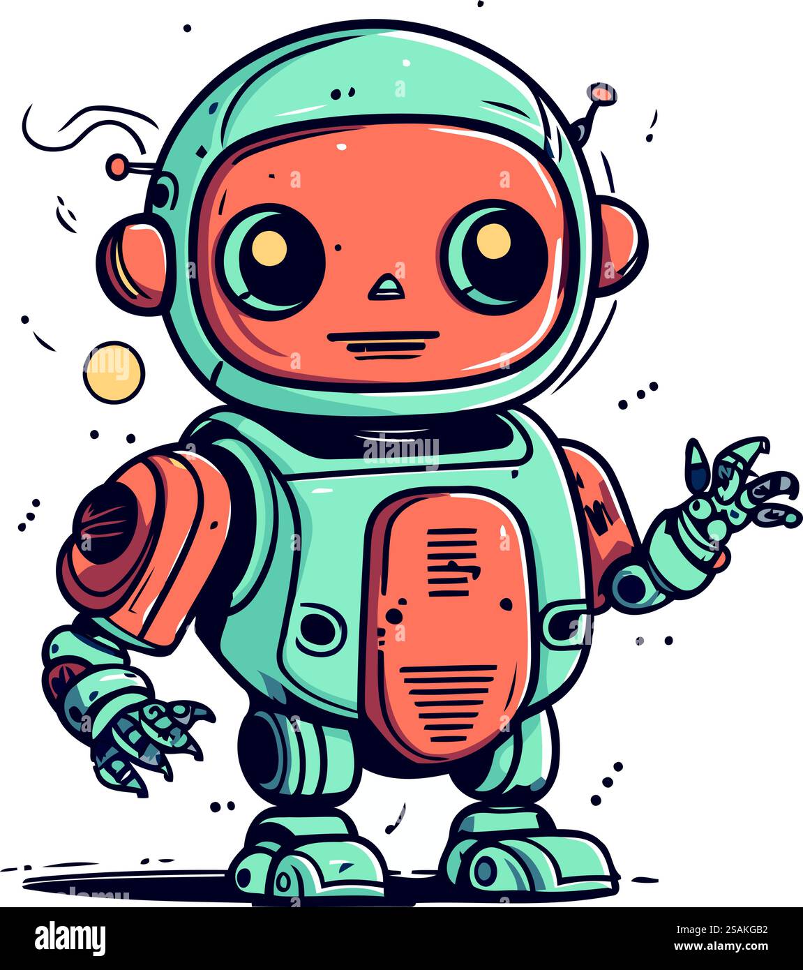 Niedlicher Karikaturroboter. Handgezeichnete Vektorgrafik. Doodle-STYLE. Stock Vektor