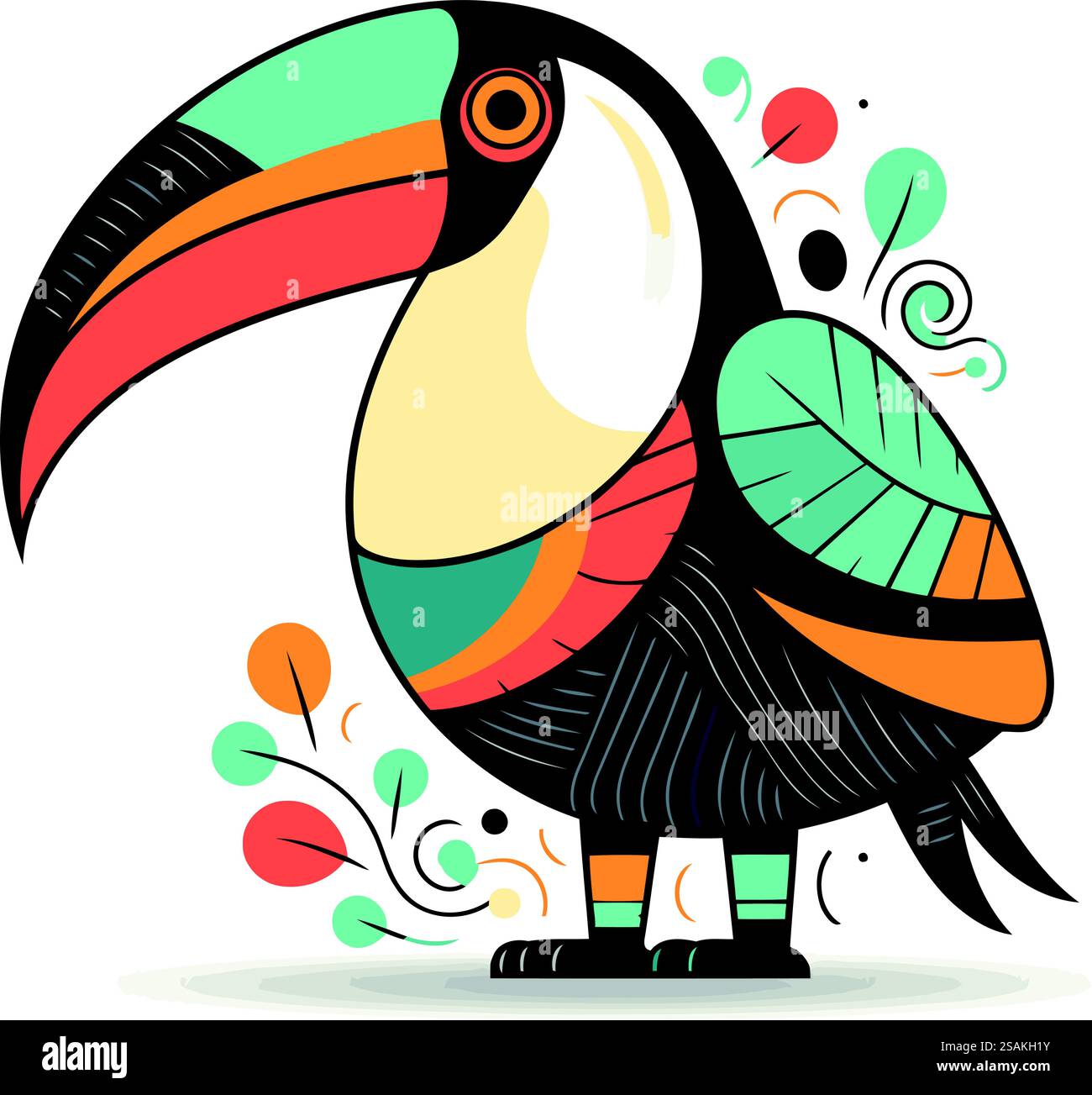Tukan. Bunte Vektor-Illustration im flachen Cartoon-Stil. Stock Vektor