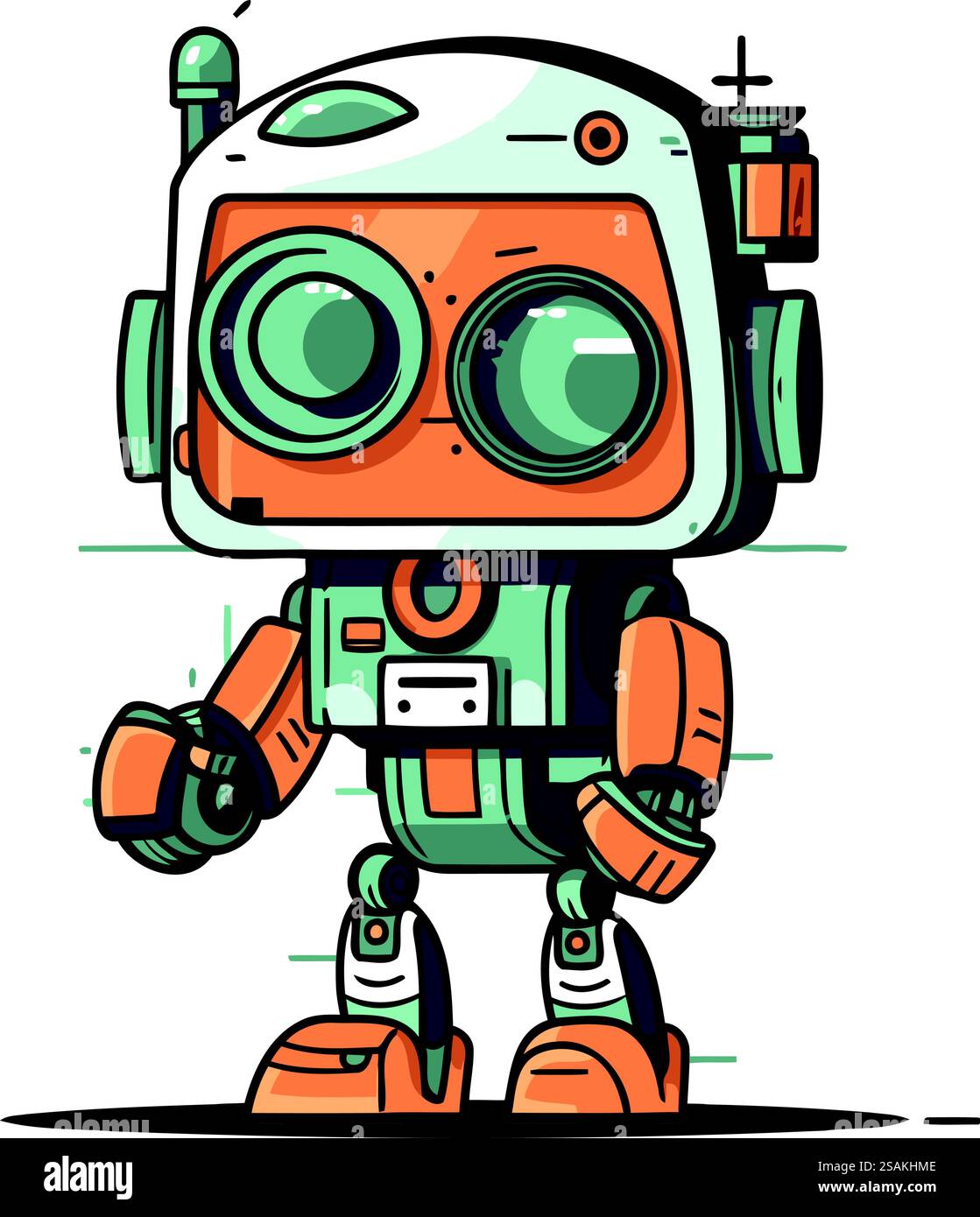 Cartoon-Roboter. Niedliche Vektor-Illustration eines kleinen Roboters. Stock Vektor