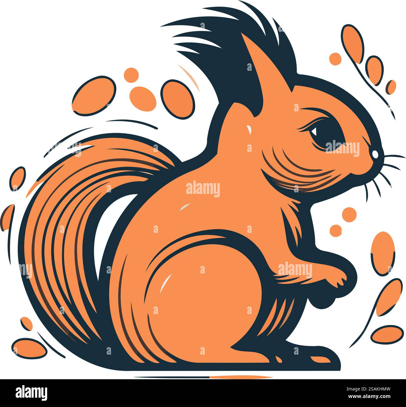 Eichhörnchen. Vektorillustration auf weißem Hintergrund isoliert. Schwarzweißbild. Stock Vektor