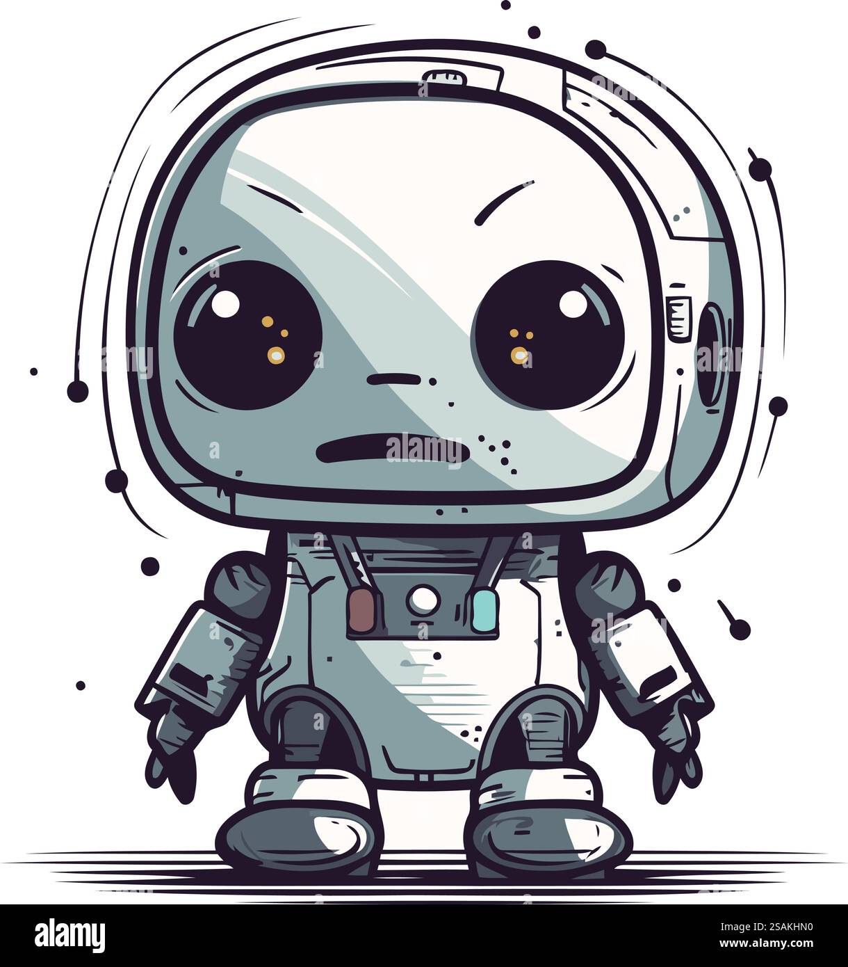 Niedlicher Karikaturroboter. Vektorillustration eines niedlichen Roboters auf weißem Hintergrund. Stock Vektor