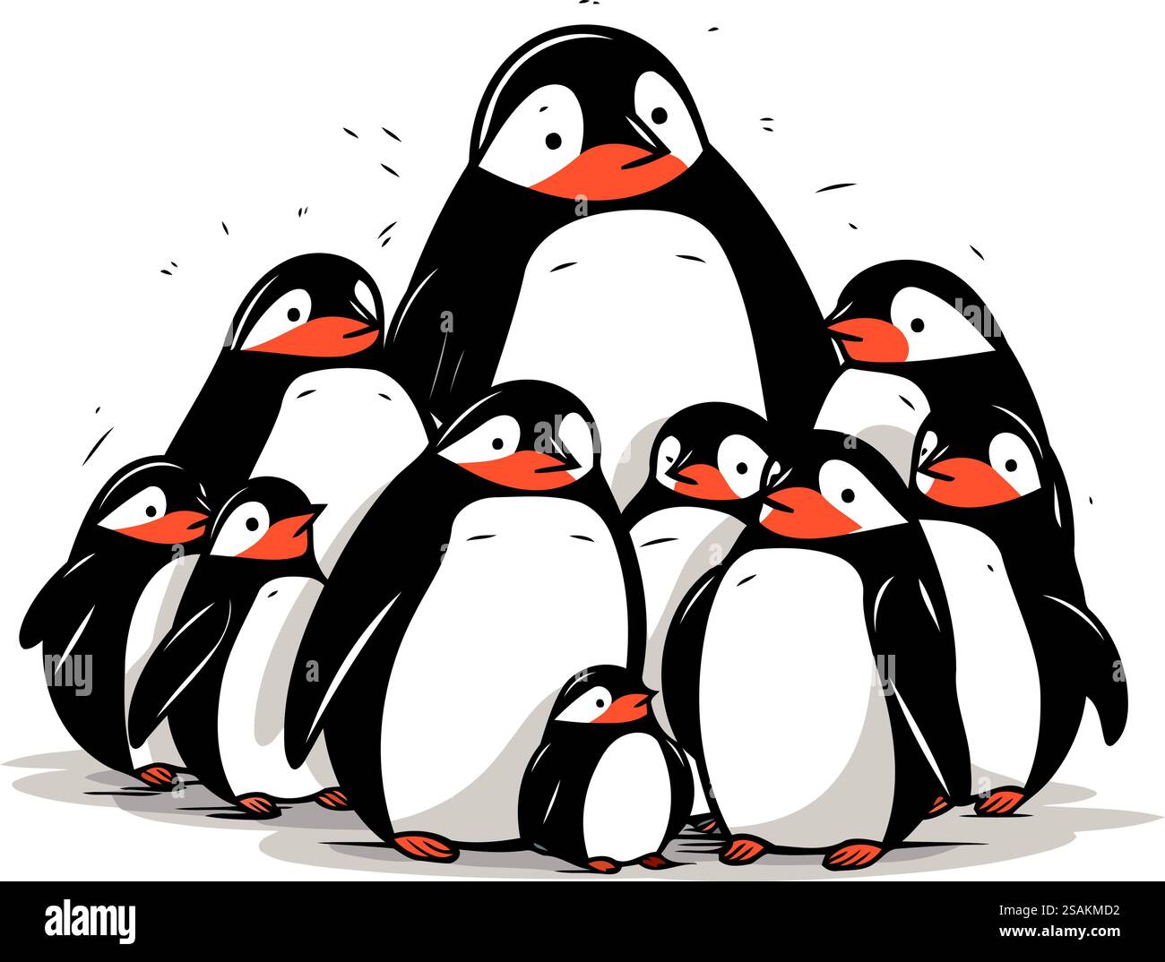 Familie Pinguine. Vektorillustration einer Gruppe von Pinguinen. Stock Vektor