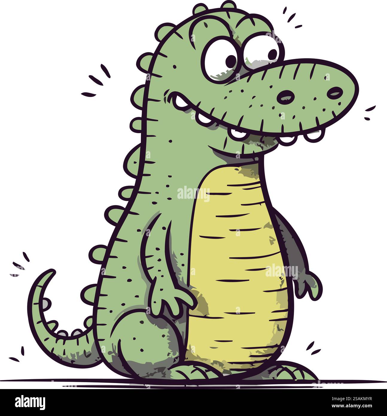 Karikaturkrokodil. Vektor-Illustration des lustigen Zeichentrickkrokodils. Stock Vektor