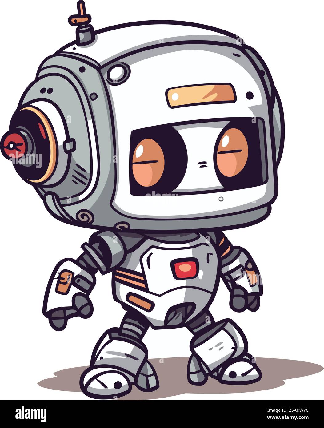 Zeichentrickroboter-Figur. Vektorillustration auf weißem Hintergrund isoliert. Stock Vektor