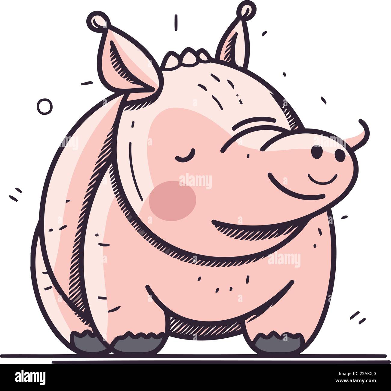 Vektor-Illustration des niedlichen Karikaturfilms rosa Schweins. Isoliert auf weißem Hintergrund. Stock Vektor