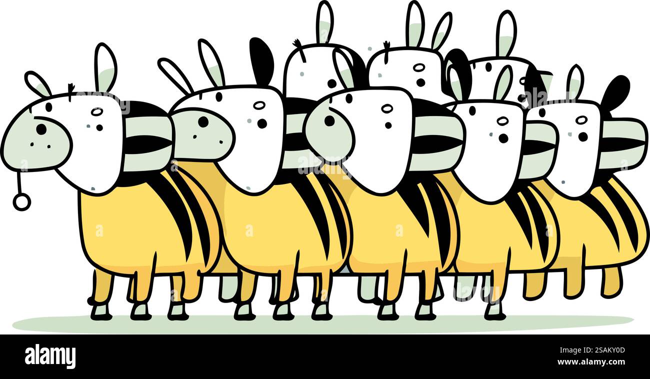 Cartoon-Illustration einer Gruppe von Schafen. Vektorabbildung. Stock Vektor