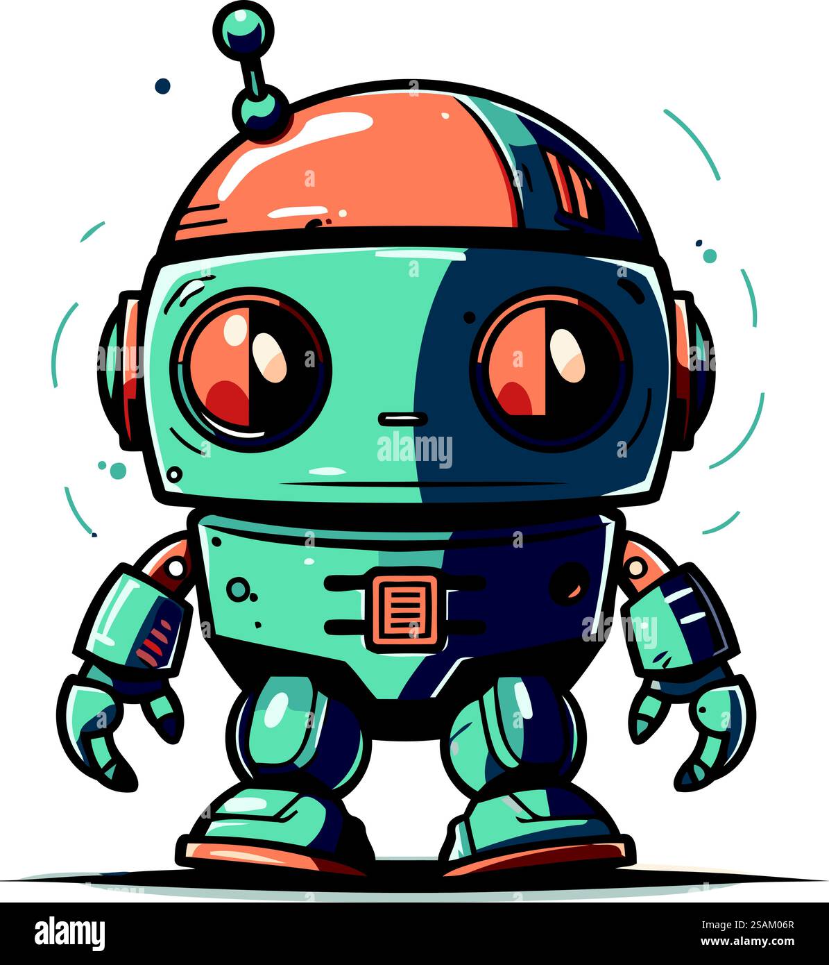 Niedlicher Karikaturroboter. Vektorabbildung. Isoliert auf weißem Hintergrund. Stock Vektor