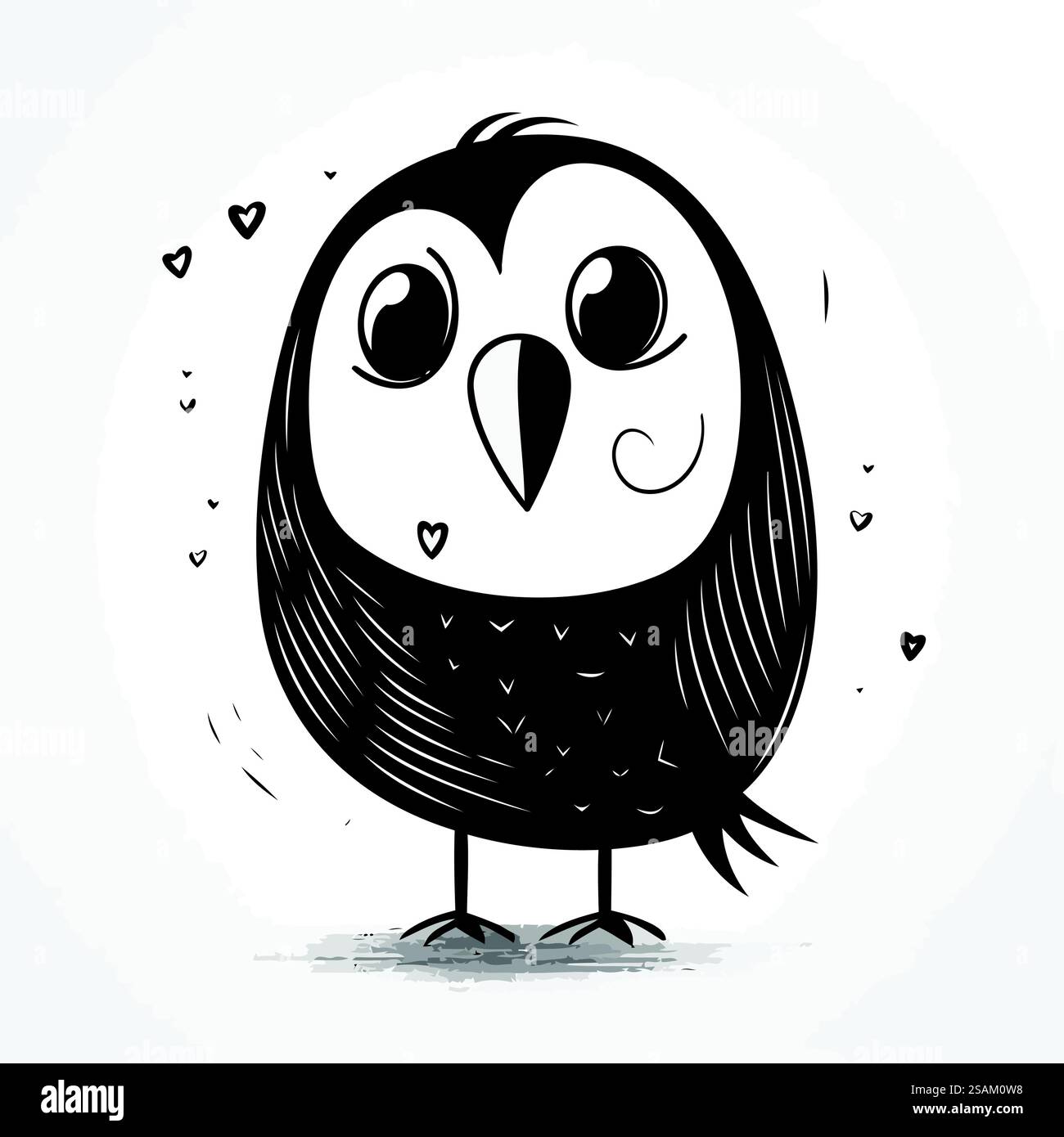 Niedliche handgezeichnete Eule. Vektorillustration isoliert auf weißem Hintergrund. Stock Vektor