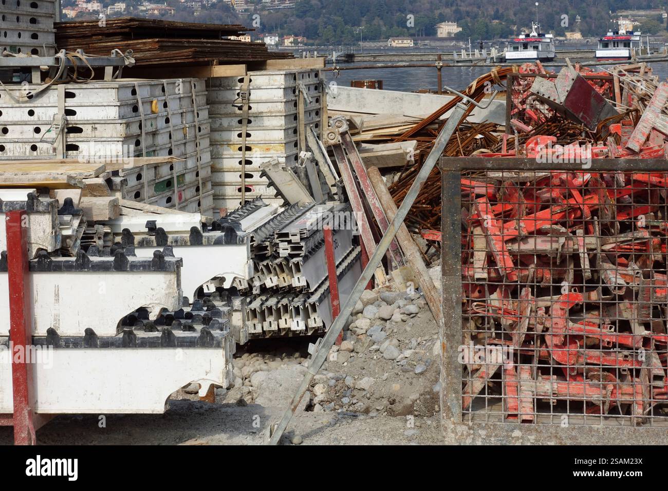 Materiallagerung Auf Baustellen Stockfoto