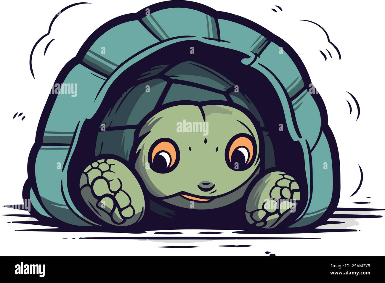 Zeichentrickschildkröte. Vektordarstellung einer Schildkröte in einer Schale. Stock Vektor